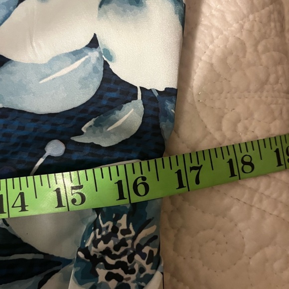 AVERIE AFINA DRAPED MIDI DRESS Teal Floral Asymmetric, Boning, size XL - Picture 8 of 12